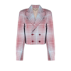 Charles Jeffrey Loverboy Blue Double-breasted Check Cropped Blazer In Blue