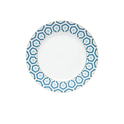 Jonathan Adler Blue Newport Dinner Plate In White