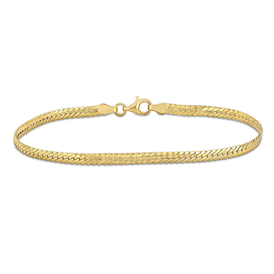 Amour 3mm Herringbone Bracelet In 18k Yellow Gold Plated Sterling