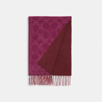 Coach Reversible Signature Cashmere Muffler In Red