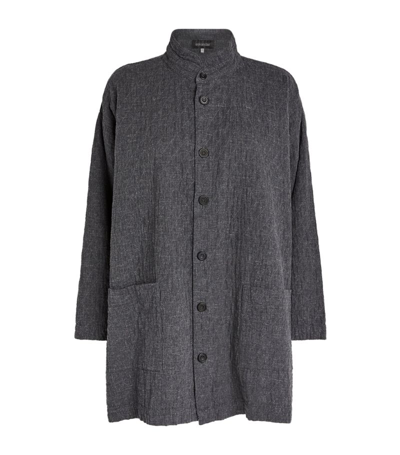Eskandar Stand Collar Quilted-cotton A-line Jacket In Grey
