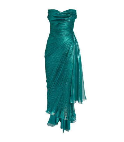 Maria Lucia Hohan Silk Asymmetric Luise Midi Dress In Blue
