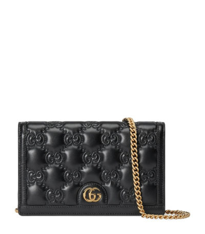 Gucci Matelassé Leather Gg Chain Wallet In Black