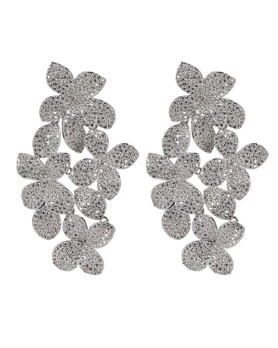 Shashi Embellished Sterling Silver Flower Drop Earrings In Clear