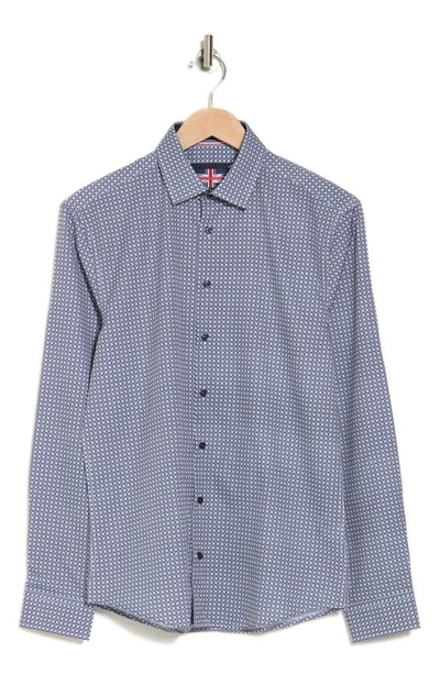 Soul Of London Long Sleeve Performance Woven Shirt In Blue