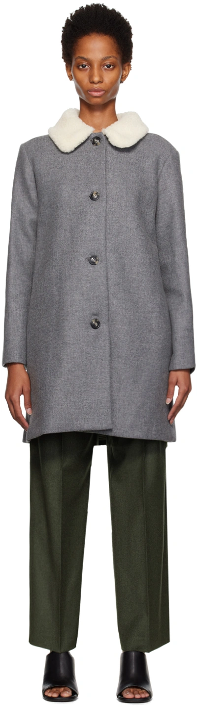 Apc Gray New Doll Coat In Pla Heather Grey