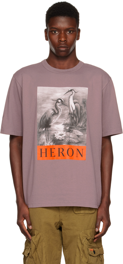 Heron Preston Heron Taupe Printed Cotton T-shirt In Grey