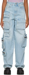 Off-white Blue Bleach Multipocket Jeans In Pant Light Blue