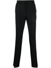 Fendi Logo-plaque Tailored Trousers In Black