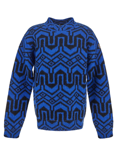 Moncler Oversize Knit Sweater In Blue