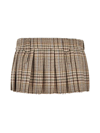 Miu Miu Pleated Tartan-wool Mini Skirt In Beige,brown