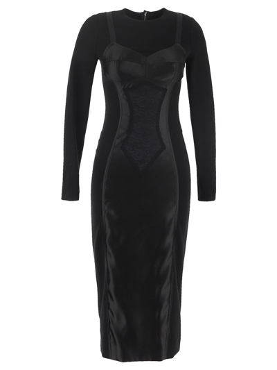 Dolce & Gabbana Jersey Long Sleeves Dress - Look12 In Black