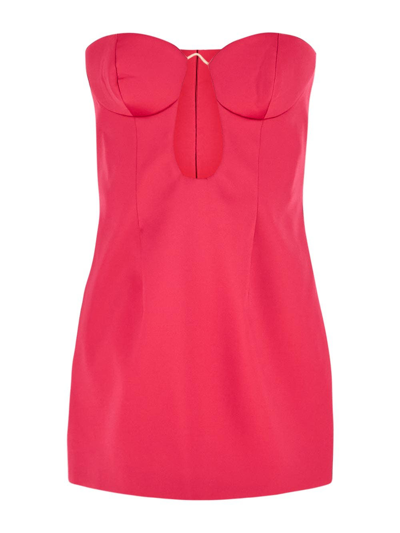 Magda Butrym Strapless Satin Bustier Mini Dress In Pink