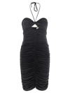 Magda Butrym Ruched Cutout Stretch-jersey Halterneck Mini Dress In Black