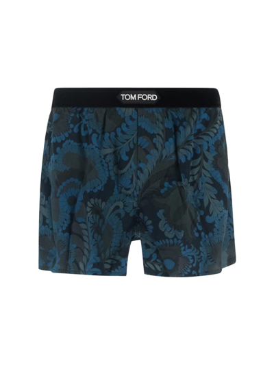 Tom Ford Underwear Silk Boxer In Blue