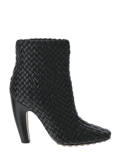Bottega Veneta Lido Woven Leather Ankle Boots In Black