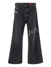 Diesel D-rise Ripped Straight-leg Jeans In Black