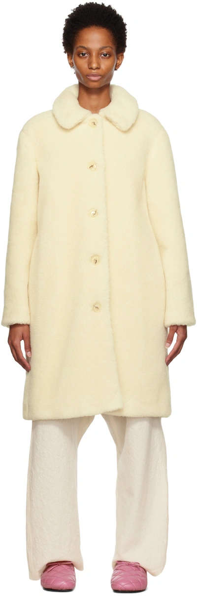 Apc Manteau Katerine Faux Fur Coat In White