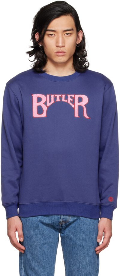 Butler Svc Ssense Exclusive Blue Arch Sweatshirt In Dark Slate Blue