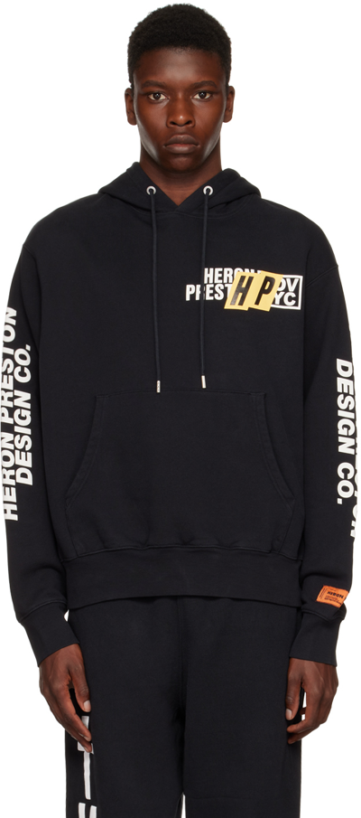 Heron Preston Black Real Estate Hoodie In Black White