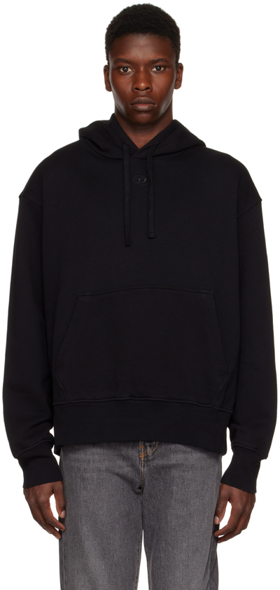 Diesel Peel-off Patch Hooded Sweatshirt In Black