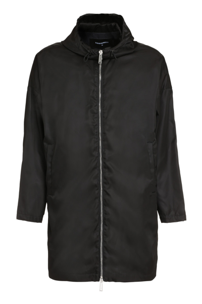 Dsquared2 Ibra Hooded Nylon Jacket In Black