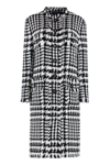 Dolce & Gabbana Black And White Coat With All-over Check Motiv In Wool Blend Woman In Multicolor