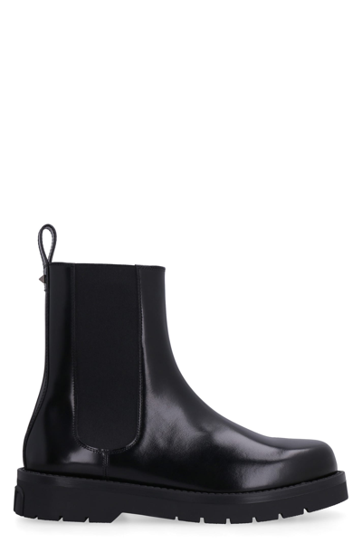 Valentino Garavani Men's Napa Leather Combat Boots In Black