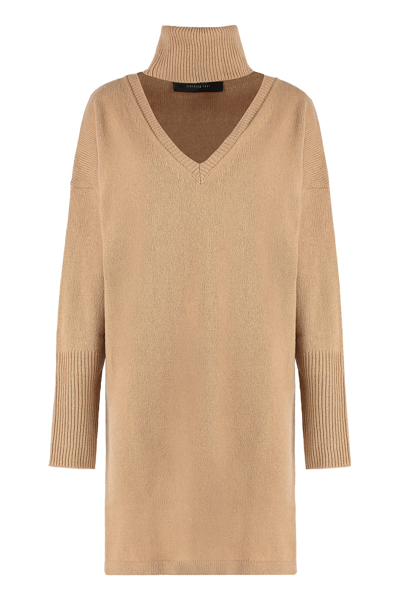 Federica Tosi Ribbed Knit Dress In Camel