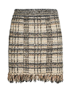 LOVESHACKFANCY BALSAM FRINGED PLAID TWEED MINI SKIRT