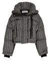Shoreditch Ski Club Black And White Willow Leah Tweed Puffer Jacket In Blk/wht