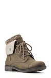 Cliffs By White Mountain Duena Faux Shearling Trimmed Hiking Boot In Olive/ Fabric/ Fleece