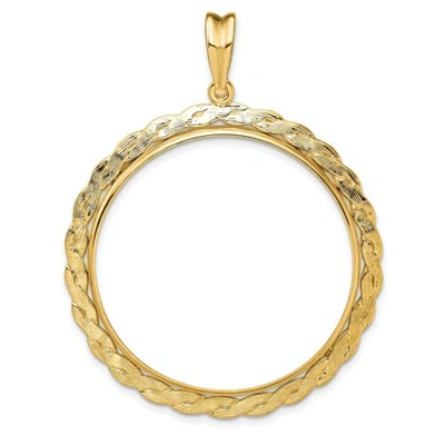 Pre-owned Accessories & Jewelry 14k Yellow Gold Braid Frame Coin Bezel Pendant Prong Mounting - For Various Coin