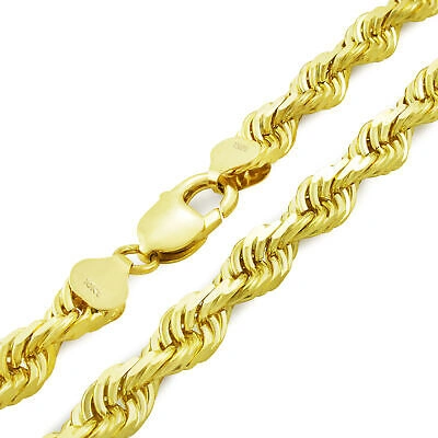 Pre-owned Nuragold Real 10k Yellow Gold Solid 8mm Wide Mens Diamond Cut Rope Necklace Chain- 28"