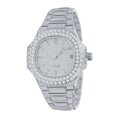 Pre-owned Walk Of Fame Las Vegas Lord Steel All Around Crystal Men's Watch