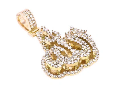 Pre-owned Jewelry Unlimited Allah 5 1/2 Ct Real Diamond Pendant Yellow Gold 1.8" In G-h