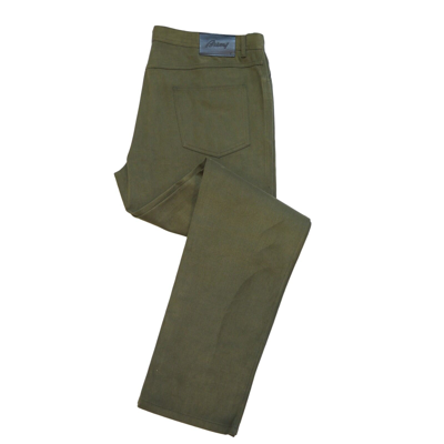 Pre-owned Brioni Italy Mens Pants Stelvio Solid Green Cotton Straight Leg Twill Size 44