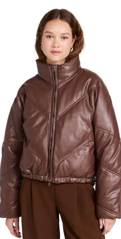 A.l.c Morrison Faux Leather Exaggerated Puffer Jacket In Caffe