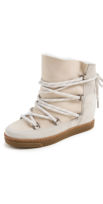 Isabel Marant Nowles Shearling-lined Suede Snow Boots In Neutrals