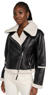 Simkhai Corinne Whipstitched Faux Shearling Biker Jacket