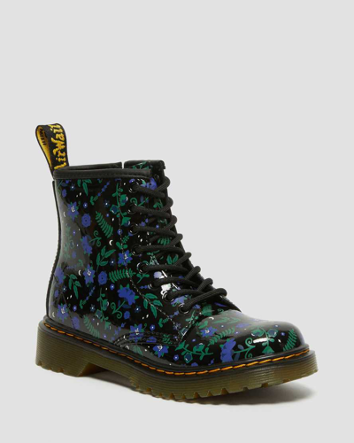 Dr. Martens Junior's 1460 Mystic Floral Patent Lace Up Boots In Black
