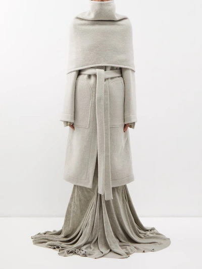 Rick Owens Dagger Layered Wool-blend Coat In Grey