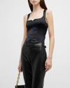 Courrèges Black Square Tank Top In Black