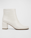 Vince Maggie Leather Zip Ankle Booties In Milk