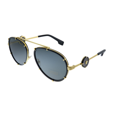 Versace Ve 2232 143887 Womens Aviator Sunglasses In Black