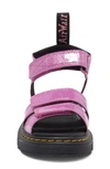 Dr. Martens' Kids Pink Klaire Glitter Big Kids Sandals In Pink Glitter