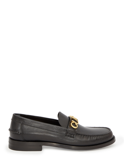Gucci Logo-plaque Leather Loafers In Nero