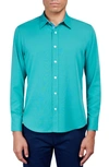 Construct Solid 4-way Stretch Slim Fit Button-down Shirt In Teal