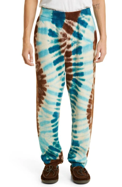 The Elder Statesman Multicolor Zig Dyed Lounge Pants In Ivory W/ Trk/ Rst/ Pck