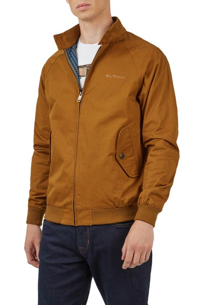 Ben Sherman Men's Signature Harrington Zip-front Embroidered Jacket In Bronze